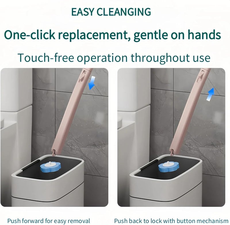 clowand Disposable Toilet Brush Toilet Bowl Cleaner,Toilet Cleaning Supplies,Toilet Bowl Brush,Toilet Cleaner Brush,Toilet Brush with Holder,48 Refills for Cleaning and Hygienic Bathroom Maintenance (Pink) - Image 4